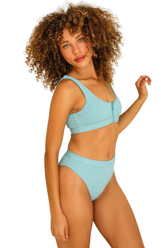 Dippin Daisys Wave Front Zipper Closure Bikini Top In Surf Rider