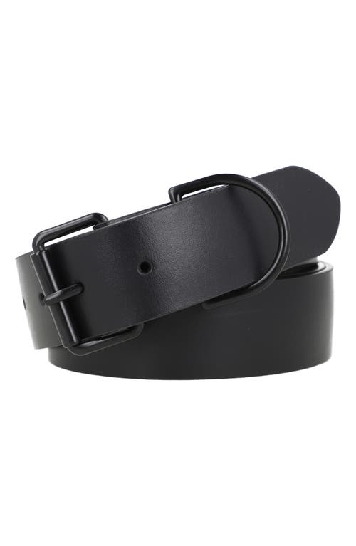 AllSaints Perforated Logo Leather Belt in Black