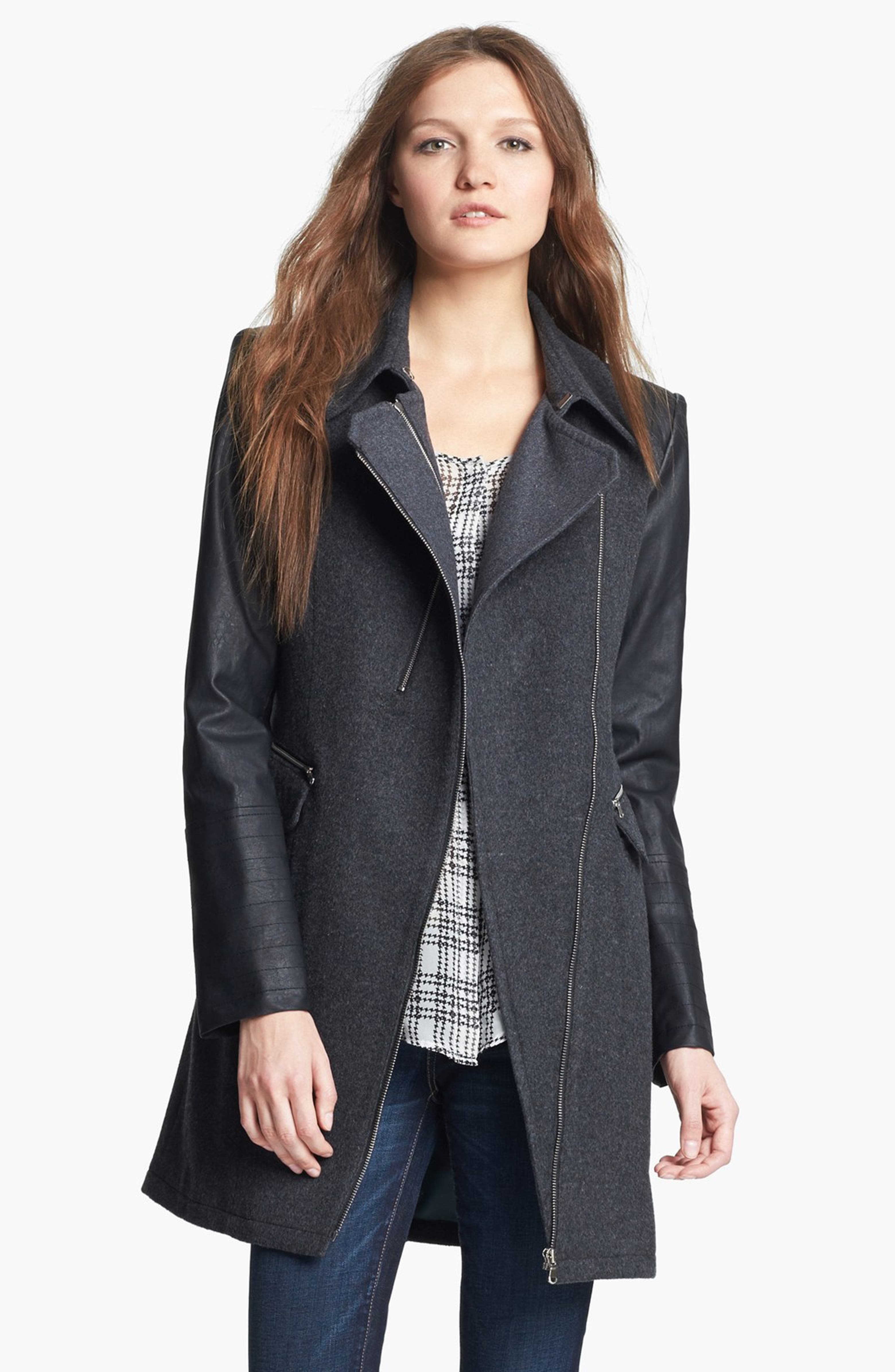 Mcginn Faux Leather Sleeve Moto Coat (Nordstrom Exclusive) | Nordstrom