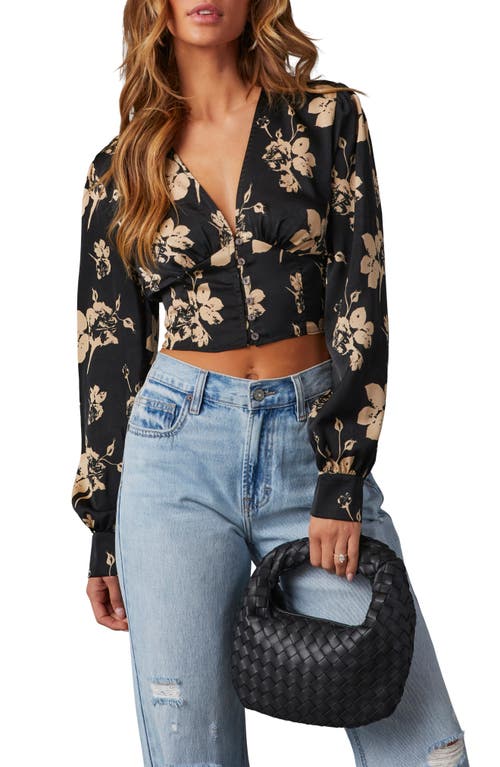 Got the Look Floral Crop Shirt in Black