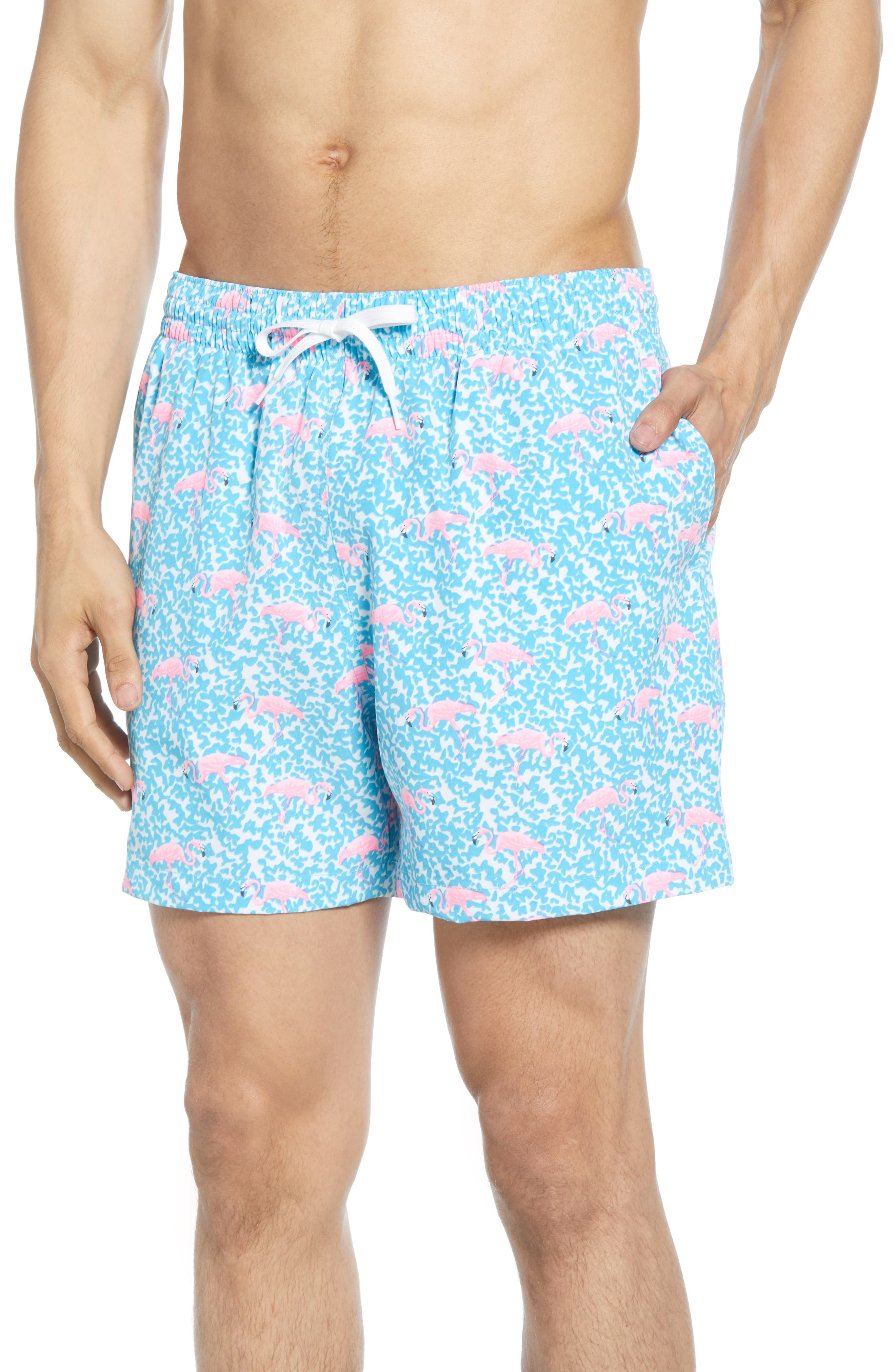 baby flamingo swim trunks