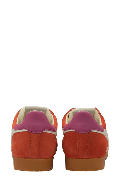 Gola Woman Sneakers Coral Size 7 Leather In Hot Coral/off White/fuchsia