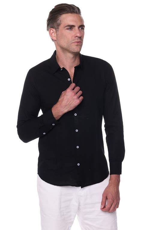 Shop Ranee's Ranees Linen Sport Shirt In Black