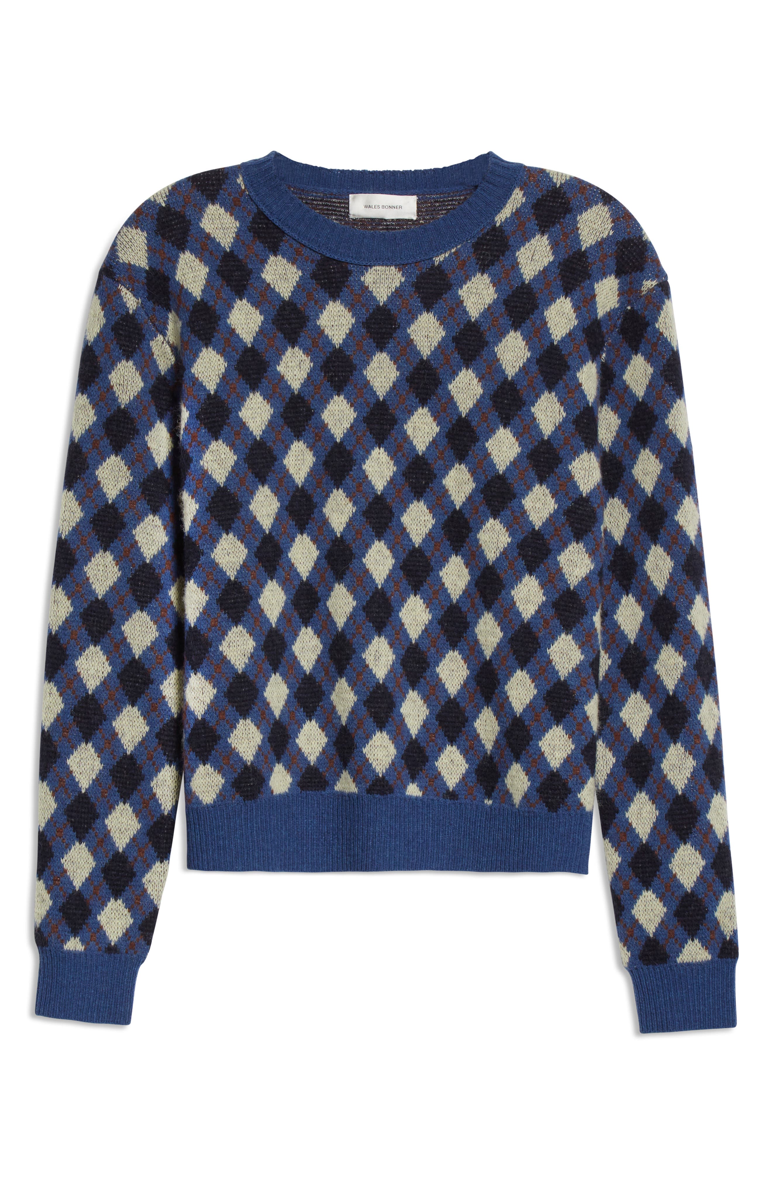 Wales Bonner Blue Williams Argyle Sweater | Smart Closet