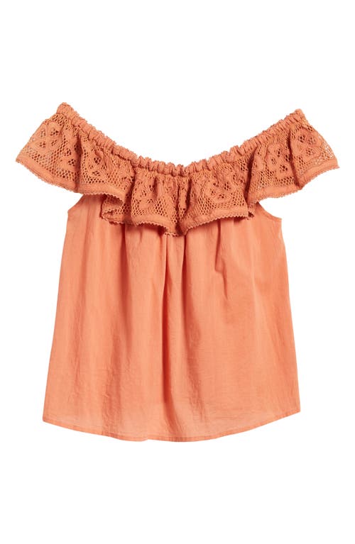 Shop Cleobella Paulina Lace Ruffle Cotton Top In Apricot Brandy