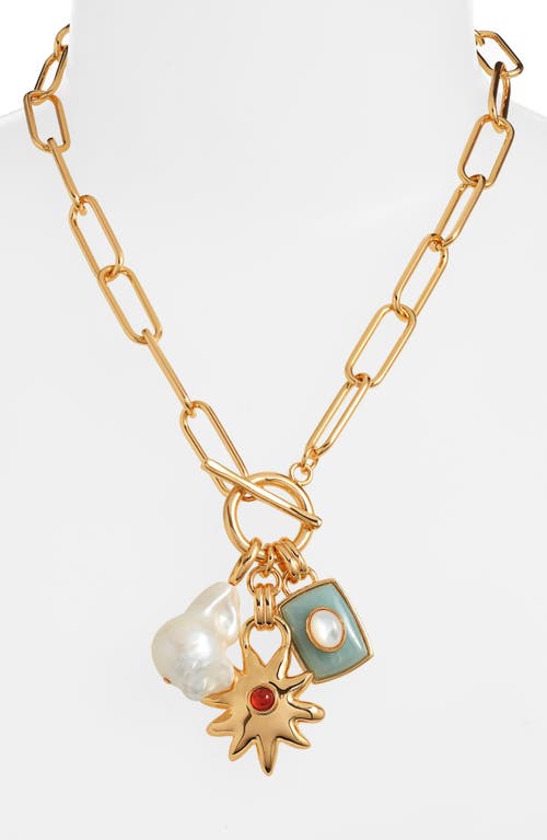 Shop Lizzie Fortunato Helios Sea Charm Pendant Necklace In Gold Multi