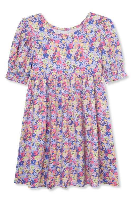 Peek Aren't You Curious Kids' Floral Print Knit Dress In Purple Flower Print