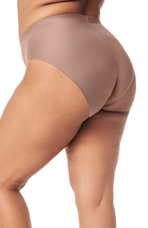 Spanx Ecocare High-rise Stretch-woven Thong In Cafe Au Lait