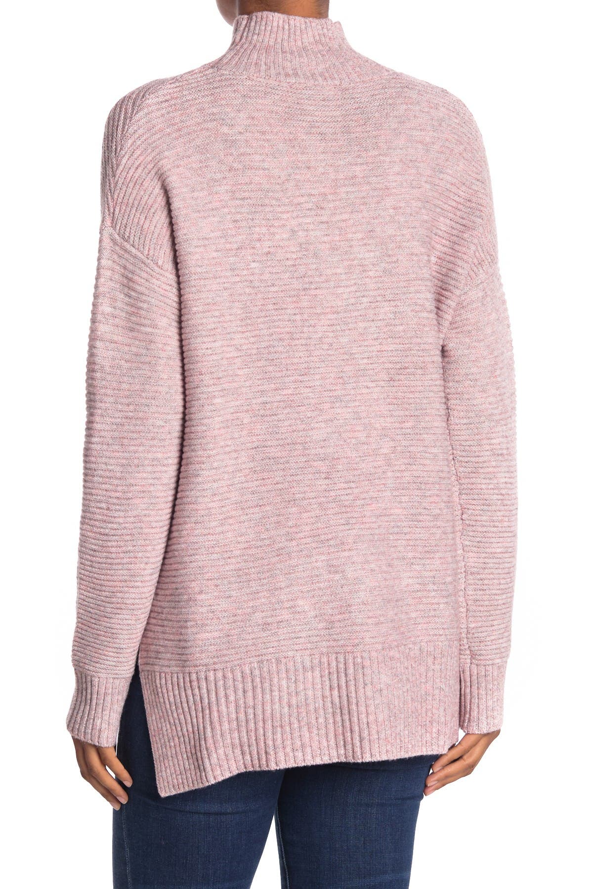 Sweet Romeo Mock Neck Cool Girl Tunic Sweater In Light/pastel Pink