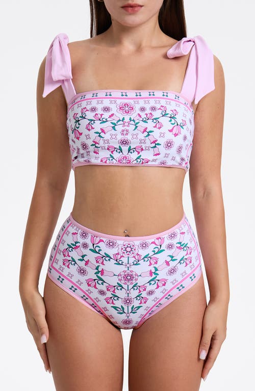 Shop Jessie Zhao New York Pink Blossom Reversible Two-piece Swimsuit