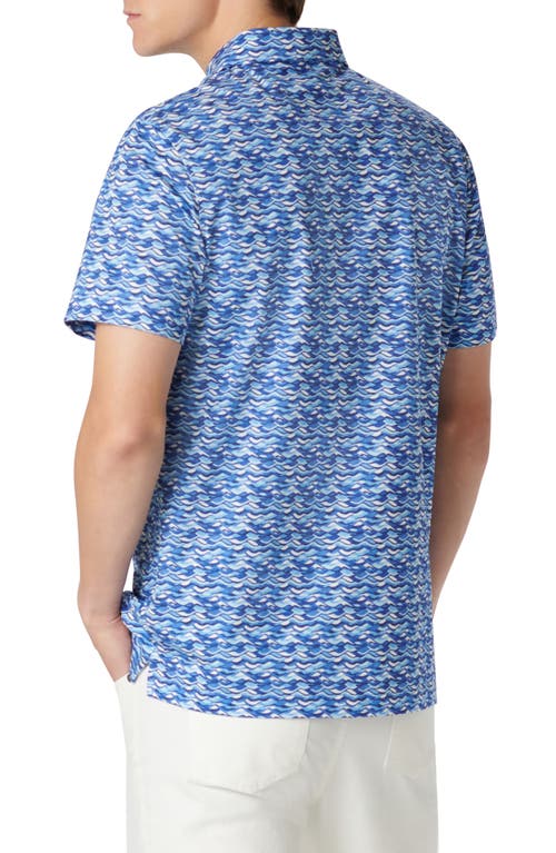 Shop Bugatchi Victor Ooohcotton® Wave Print Polo In Classic Blue