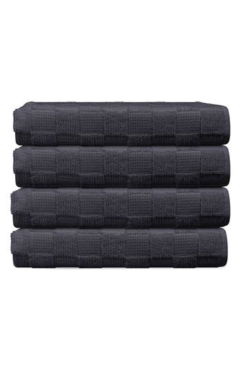 Brooks Brothers Waffle Terry 4-piece Turkish Cotton Washcloths In Anthracite