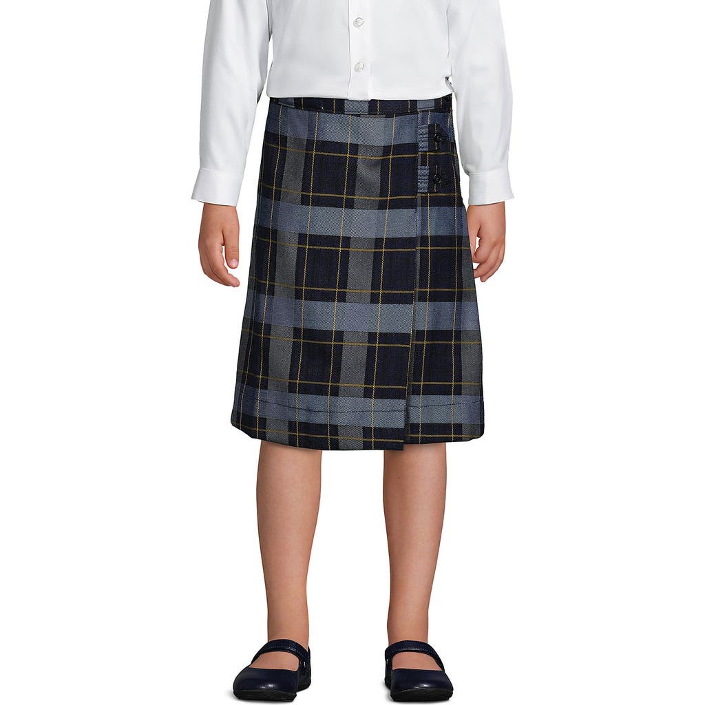 LANDS' END LANDS' END SCHOOL UNIFORM GIRLS PLAID A-LINE SKIRT BELOW THE KNEE