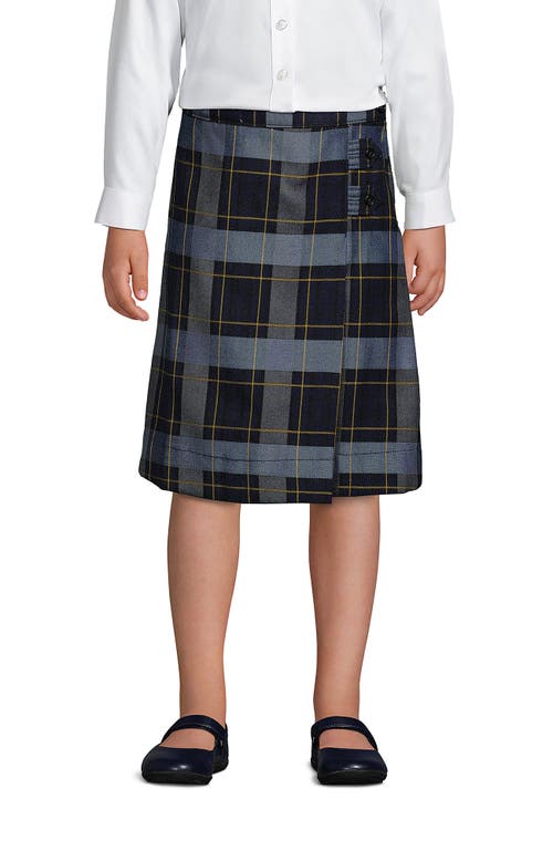 Shop Lands' End School Uniform Girls Slim Plaid A-line Skirt Below The Knee In Classic Navy Plaid