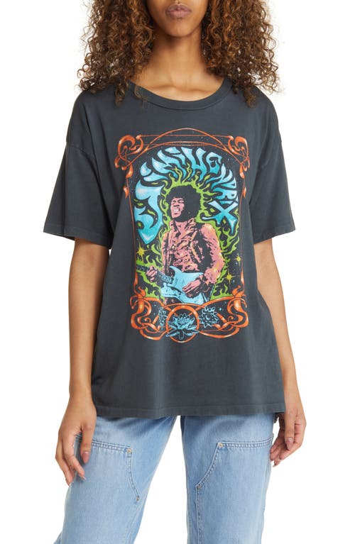 Daydreamer Jimi Hendrix Cotton Graphic T-Shirt in Vintage Black
