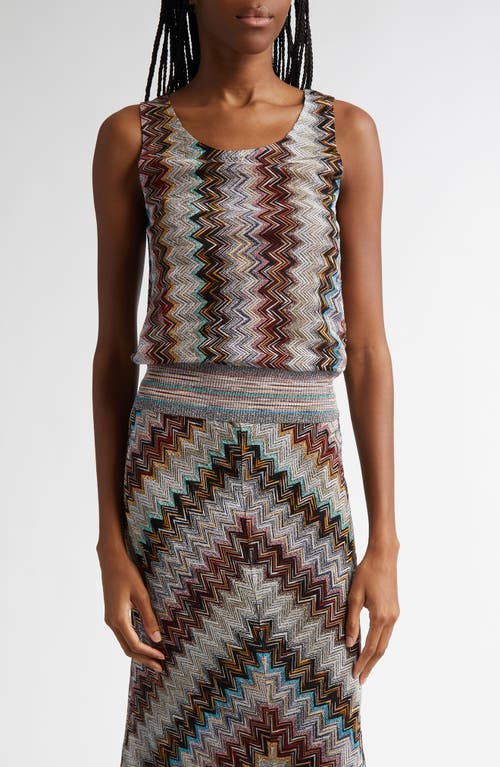 Shop Missoni Metallic Zigzag Sweater Tank In Multi Silver Black Pink Blue