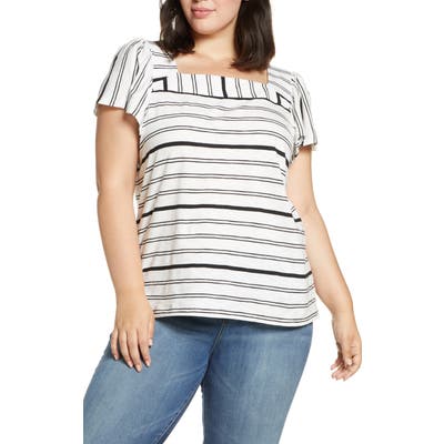 Plus Size Vince Camuto Waterline Square Neck Top, White