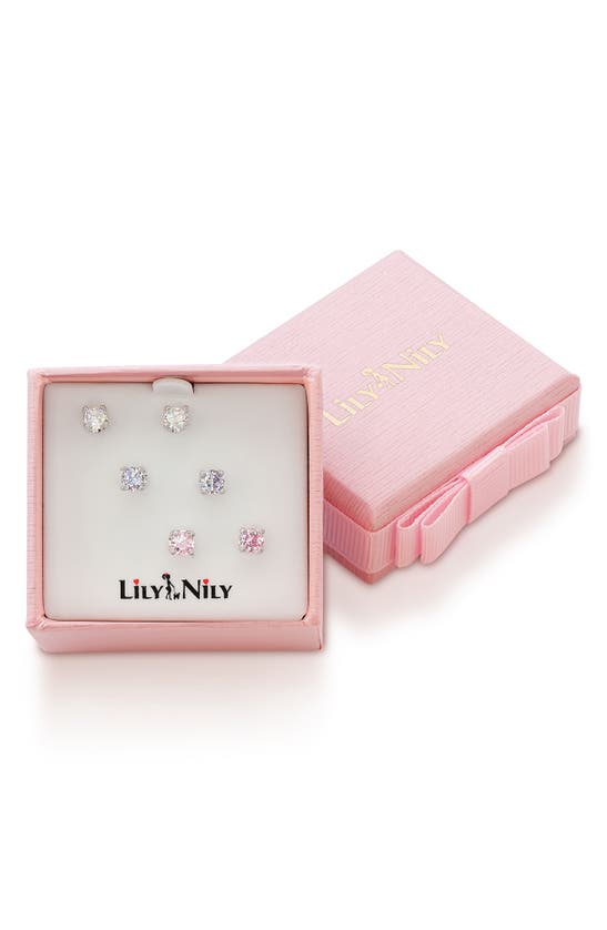 Shop Lily Nily Pack Of 3 Stud Earrings In Silver