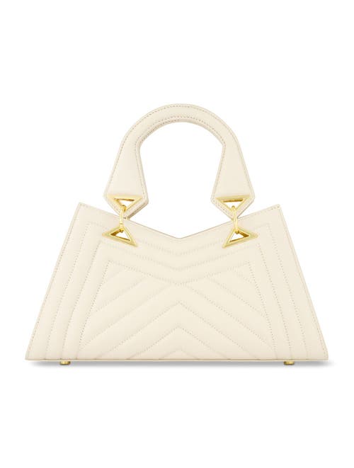 Mac Duggal Quilted Napa Leather Angular Handbag In Ecru
