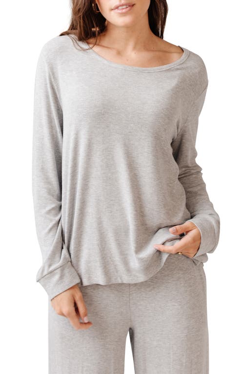 Cozy Earth Rib Long Sleeve Knit Pajama Top in Grey