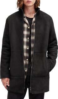 AllSaints Stride Funnel Neck Genuine Shearling Coat