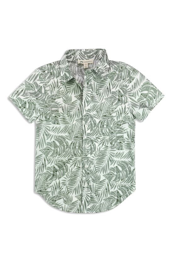 Appaman Kids' Day Party Short Sleeve Button-up Shirt In Sage Palms
