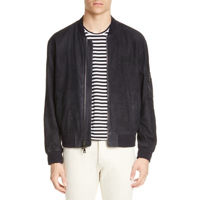 John Varvatos Suede Bomber Jacket, Blue