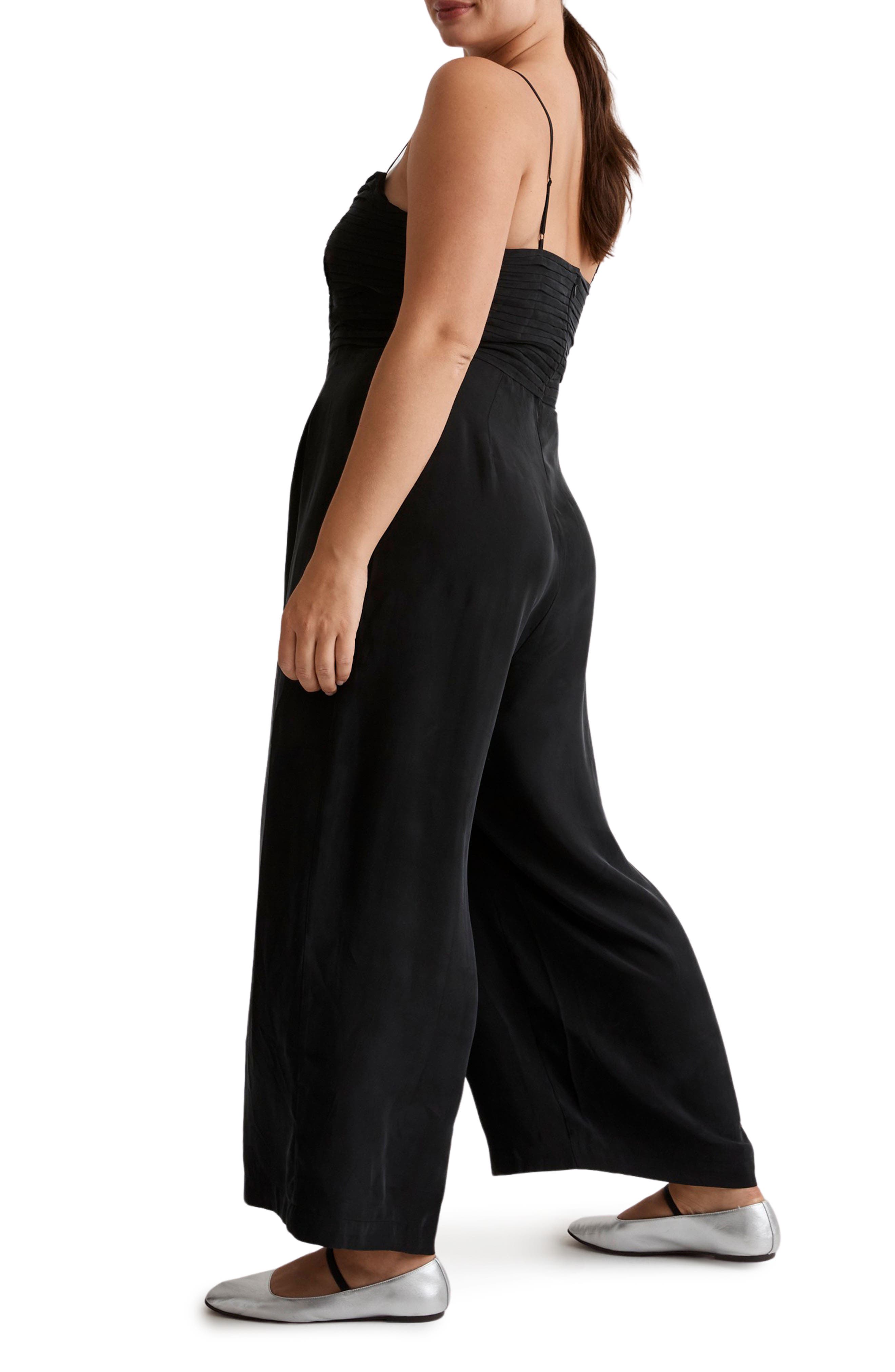 Madewell Ruched Crop Straight Leg Jumpsuit in True Black Smart Closet