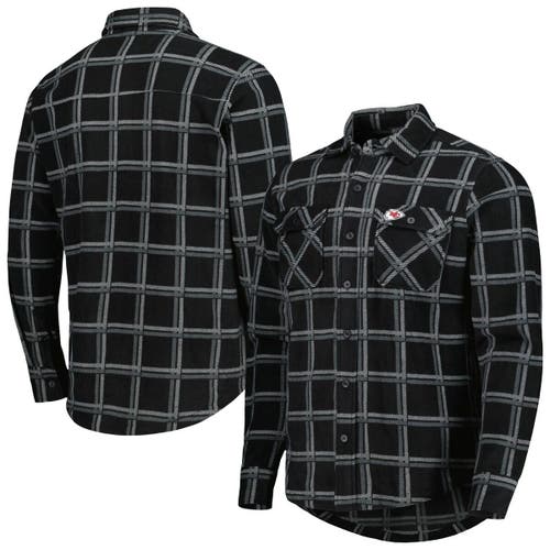 Men's Antigua Black Kansas City Chiefs Industry Flannel Button-Up Shirt Jacket