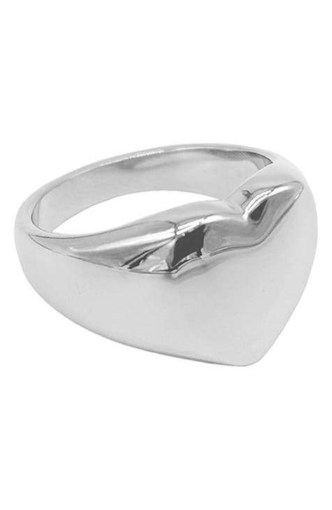 Water Resistant Heart Signet Ring