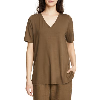 Eileen Fisher Short Sleeve Swing Top, Brown