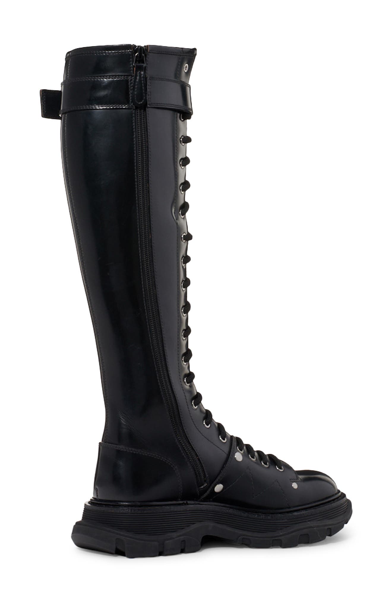 tall lace up boots black