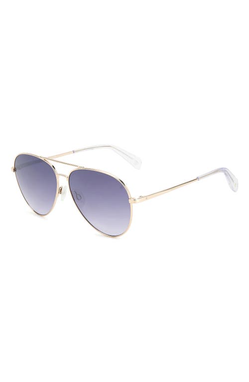 Rag & Bone 59mm Aviator Sunglasses In Gold/grey Ms Silver