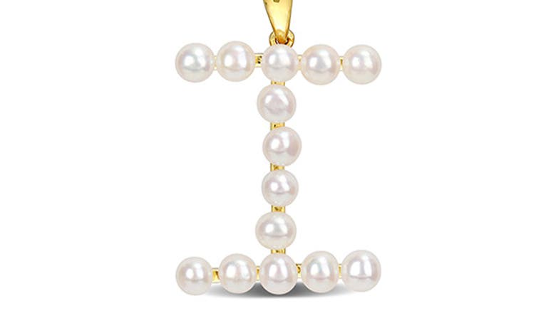 DELMAR DELMAR 3.5-4MM FRESHWATER CULTURED PEARL INITIAL PENDANT NECKLACE