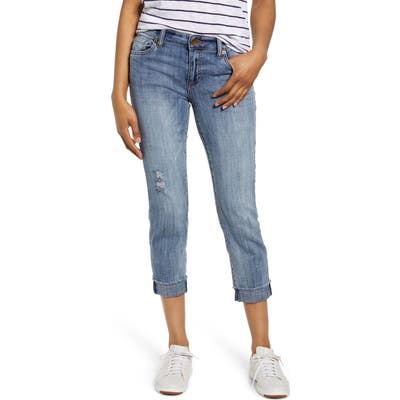 Kut From The Kloth Amy Frayed Crop Straight Leg Jeans, Blue