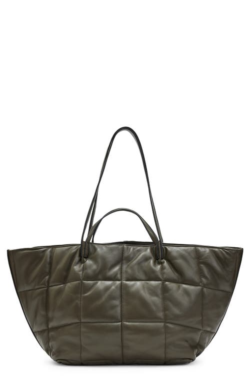 AllSaints Nadaline Quilted Leather Tote in Olive
