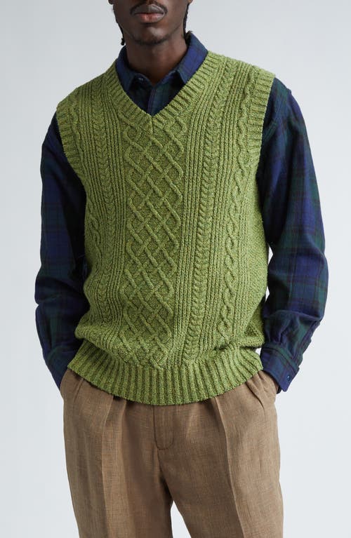 Alan Cable Knit Sweater Vest in Green 65