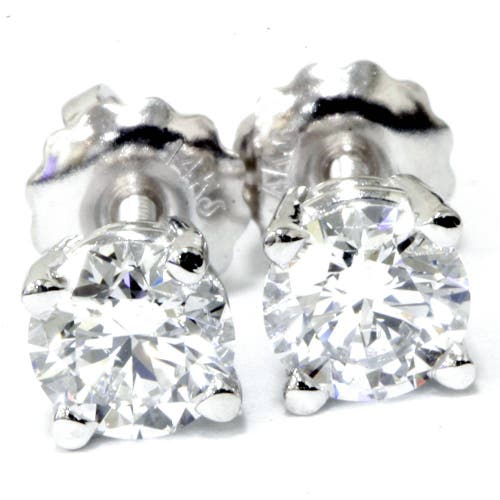 Bliss Diamond 1/2ct Round Diamond Studs Screw Back 14k Gold In 14k White Gold