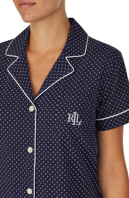 Shop Lauren Ralph Lauren Print Short Pajamas In Blue/white Dots