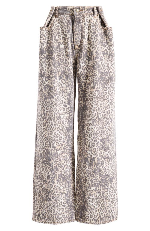 Lioness She's All That Straight Leg Jeans In Leopard Fade