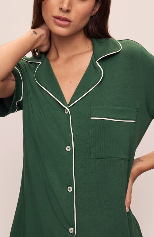 Shop Eberjey Gisele Relaxed Jersey Knit Short Pajamas In Forest Green/ivory