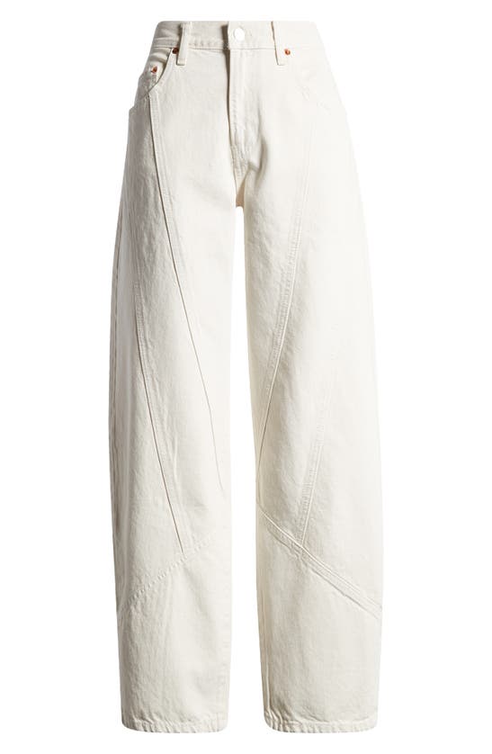 Shop Re/done Engineered Wide Leg Jeans In Vintage White