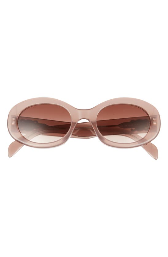 Celine Triomphe Logo Oval Acetate Sunglasses In Brown/brown Gradient