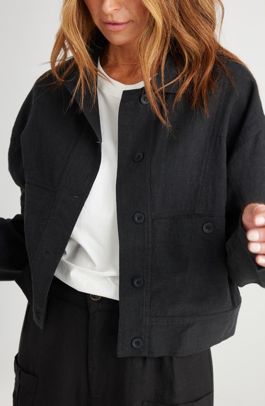 Shop Brave + True Brave+true Ashton Linen Blend Jacket In Black