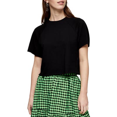 Topshop Raglan Crop T-Shirt, US (fits like 14) - Black