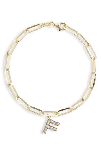 Meshmerise Diamond Initial Charm Bracelet In Yellow-f