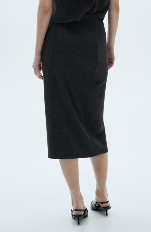 Mango Seam Detail Midi Skirt In Grey