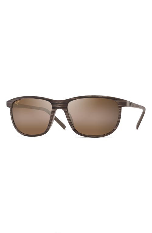 Shop Maui Jim Lele Kawa 58mm Polarized Square Sunglasses In Brown Stripe/hcl Bronze