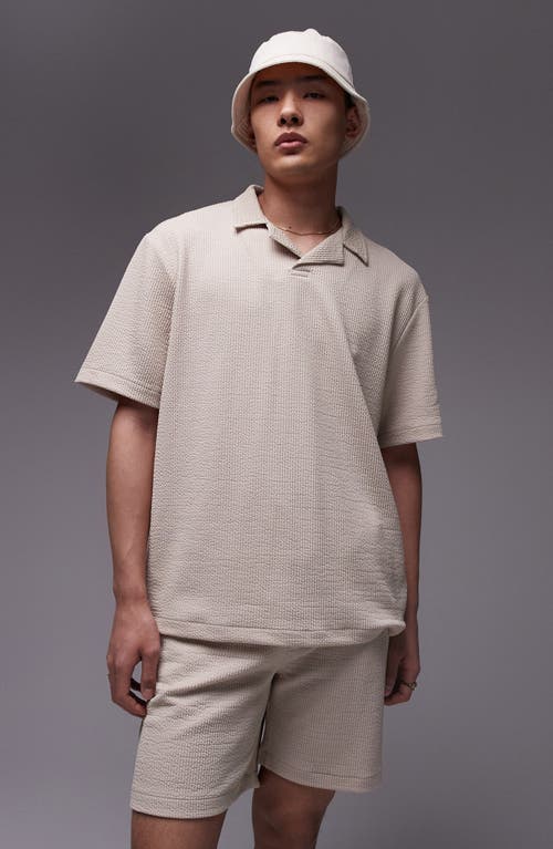 Shop Topman Crinkle Oversize Polo In Cream