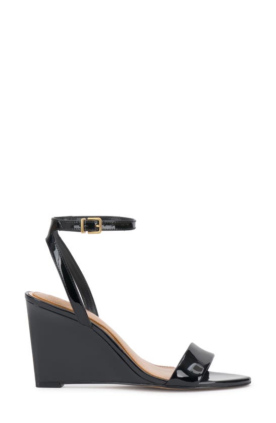 Shop Vince Camuto Jefany Ankle Strap Wedge Sandal In Black Patent